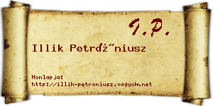 Illik Petróniusz névjegykártya